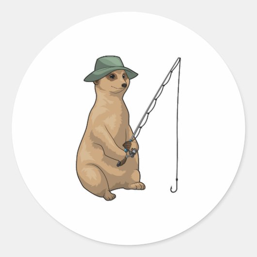 Meerkat Vist Fisher Gevist rod Ronde Sticker (Voorkant)