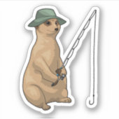 Meerkat Vist Fisher Gevist rod Sticker (Voorkant)