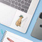 Meerkat Vist Fisher Gevist rod Sticker (Laptop met iPhone)