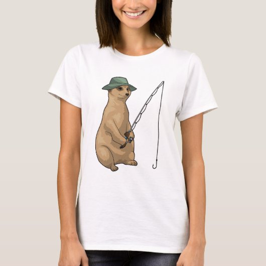 Meerkat Vist Fisher Gevist rod T-shirt (Voorkant)