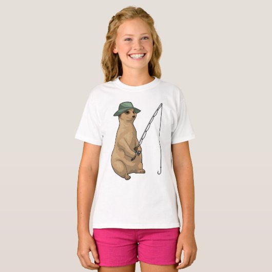 Meerkat Vist Fisher Gevist rod T-shirt (Voorkant volledig)