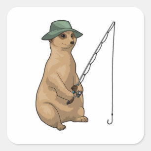 Meerkat Vist Fisher Gevist rod Vierkante Sticker