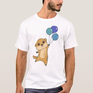 Meerkat vliegt met ballonnen en stoot dieren op vo t-shirt