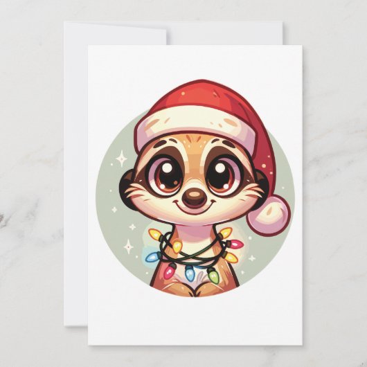 Meerkat Vrolijk Kerstfeest Winter Dieren Meerkats Feestdagenkaart (Voorkant)