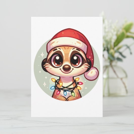Meerkat Vrolijk Kerstfeest Winter Dieren Meerkats Feestdagenkaart (Staand voorkant)