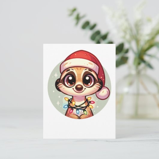 Meerkat Vrolijk Kerstfeest Winter Dieren Meerkats Feestdagenkaart (Staand voorkant)