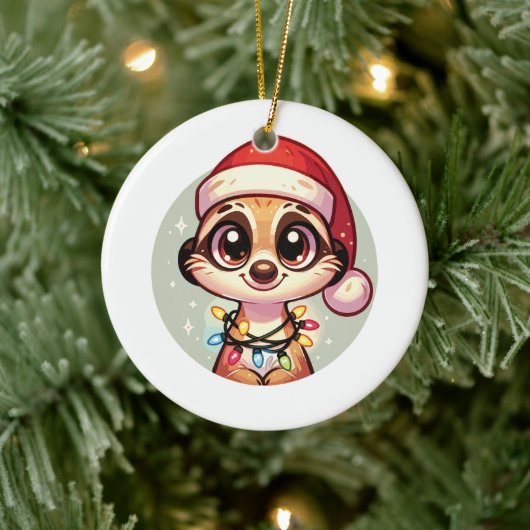 Meerkat Vrolijk Kerstfeest Winter Dieren Meerkats Keramisch Ornament (Boom)