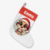 Meerkat Vrolijk Kerstfeest Winter Dieren Meerkats Kleine Kerstsok (Voorkant (Hangend))