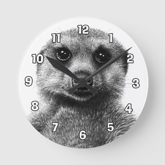 Meerkat Wall Clock Ronde Klok (Voorkant)