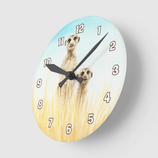 Meerkat Wall Clock Ronde Klok (Hoek)