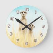 Meerkat Wall Clock Ronde Klok (Voorkant)