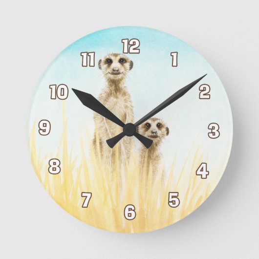 Meerkat Wall Clock Ronde Klok (Voorkant)
