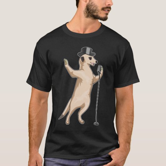 Meerkat Zanger Microfoon Muziek T-shirt (Voorkant)