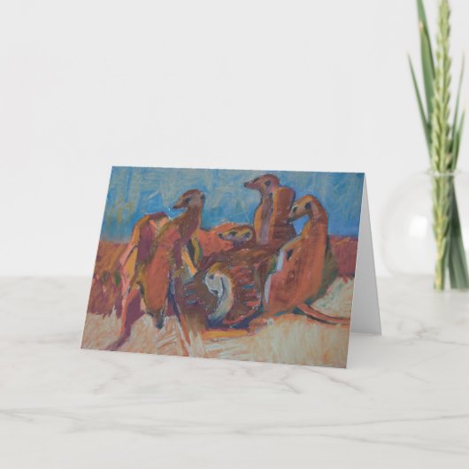 Meerkats bij zonsondergang - de Kaart van de Kunst (Voorkant)