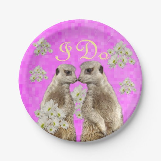 Meerkats I do Wedday, Paper Party Borden Papieren Bordje (Voorkant)