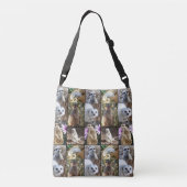 Meerkats in een fotocollage, crossbody tas (Achterkant)