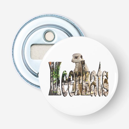 Meerkats Logo met maffiers, Button Flesopener (Voorkant)
