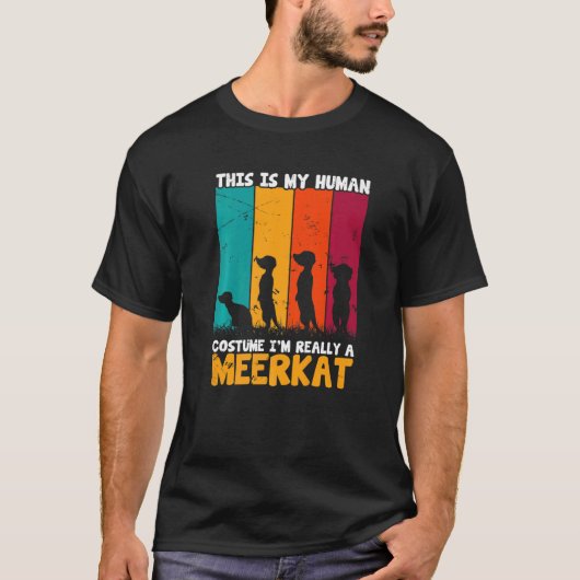 Meerkats Suricate Wilderness Africa Animal Zoo Rod T-shirt (Voorkant)