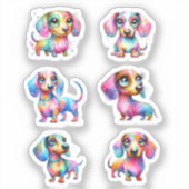 MEERKLEUREN DACHSHOND VINYL STICKERS (Voorkant)
