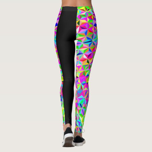 Meerkleurig 3-d polygoonpatroon leggings (Achterkant)