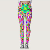 Meerkleurig 3-d polygoonpatroon leggings (Voorkant)