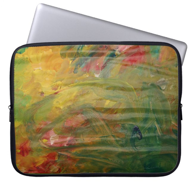 Meerkleurig abstract op een laptophoes laptop sleeve (Voorkant)