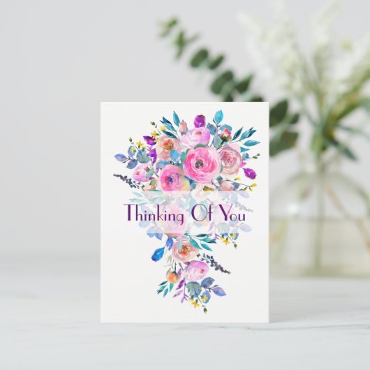 Meerkleurig bloemboeket denken aan u briefkaart (Staand voorkant)