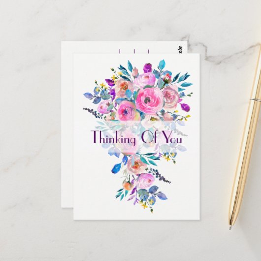 Meerkleurig bloemboeket denken aan u briefkaart (Voorkant / Achterkant in situ)