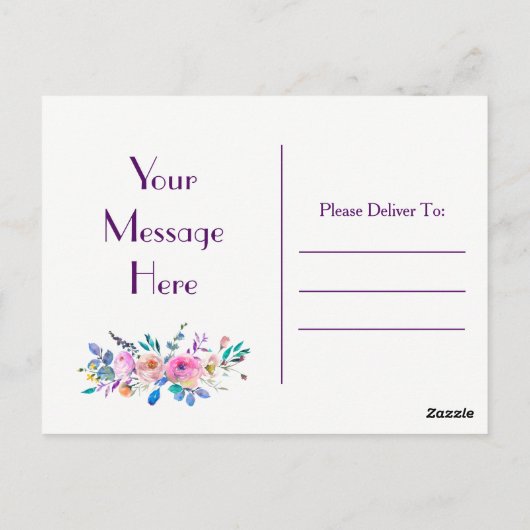 Meerkleurig bloemboeket denken aan u briefkaart (Achterkant)