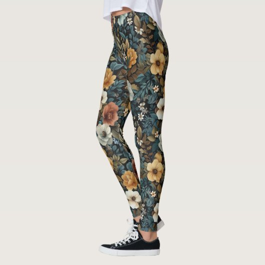 Meerkleurig bloemig herhalend patroon leggings (Links)