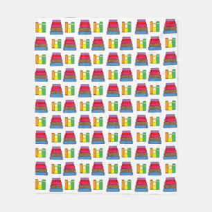 Meerkleurig boekpatroon fleece deken