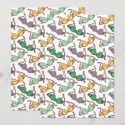 Meerkleurig Bra-patroon Feestdagenkaart (Voorkant / Achterkant)