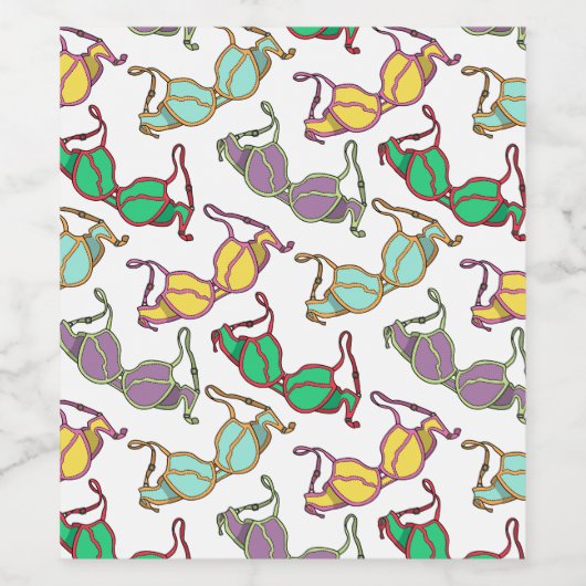 Meerkleurig Bra-patroon Wijn Etiket (Enkel label)