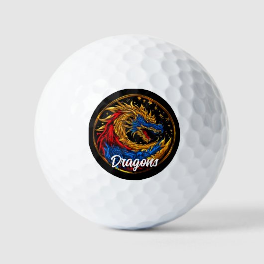 Meerkleurig  Chinees Dragon Golfballen (Voorkant)