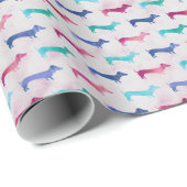 Meerkleurig Dachshund-patroon Cadeaupapier (Rol Hoek)