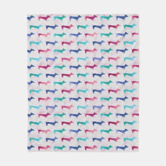 Meerkleurig Dachshund-patroon Fleece Deken (Voorkant)