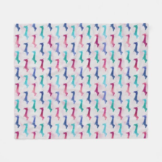 Meerkleurig Dachshund-patroon Fleece Deken (Voorkant (Horizontaal))