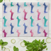 Meerkleurig Dachshund-patroon Theedoek (Gevouwen)