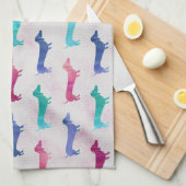 Meerkleurig Dachshund-patroon Theedoek (Quarter Fold)