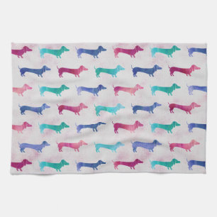 Meerkleurig Dachshund-patroon Theedoek