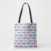 Meerkleurig Dachshund-patroon Tote Bag (Voorkant)