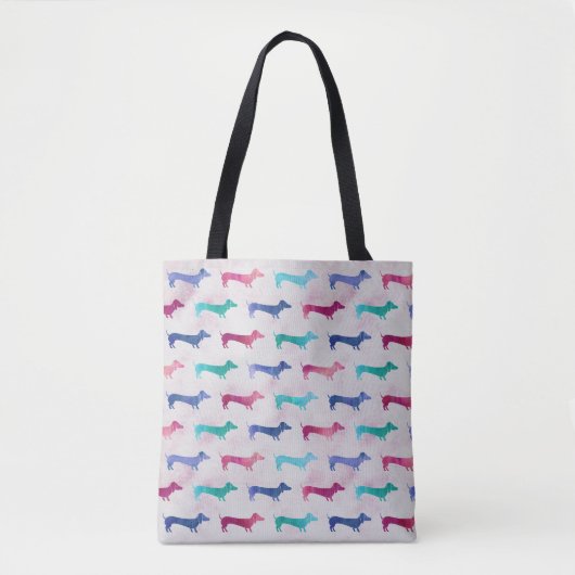 Meerkleurig Dachshund-patroon Tote Bag (Voorkant)
