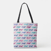 Meerkleurig Dachshund-patroon Tote Bag (Achterkant)