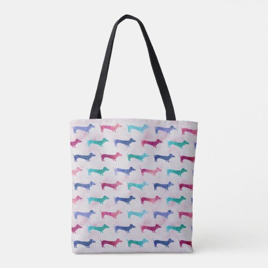 Meerkleurig Dachshund-patroon Tote Bag (Achterkant)