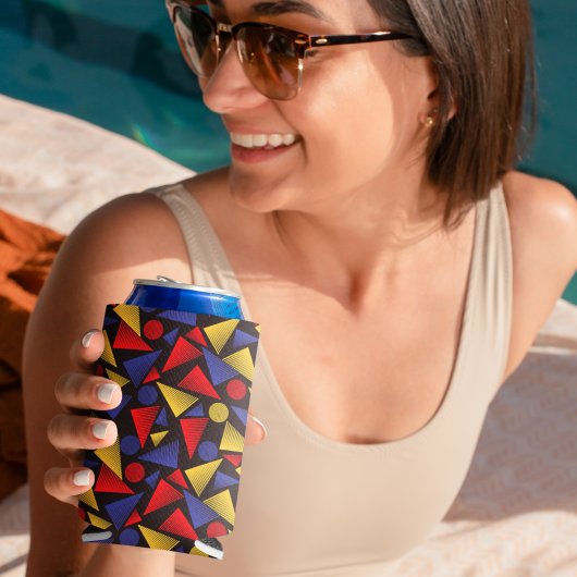 Meerkleurig driehoekpatroon blikjeskoeler