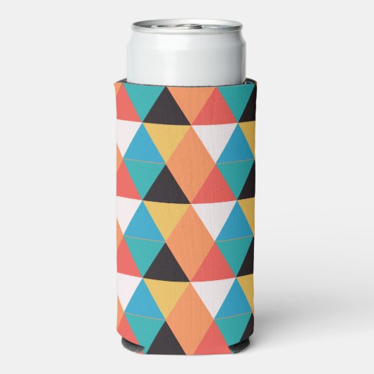 Meerkleurig driehoekpatroon seltzer blikjeskoeler (Seltzer Achterkant)