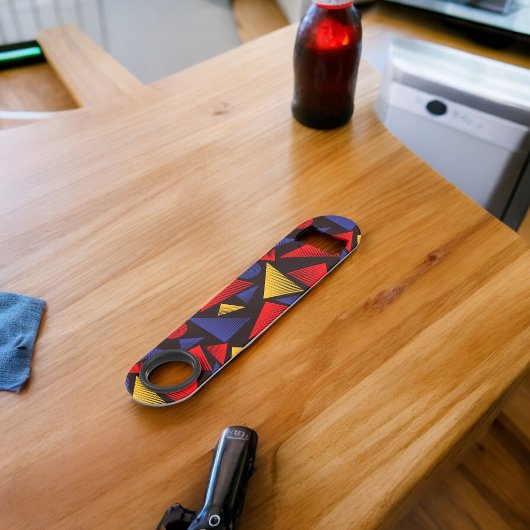 Meerkleurig driehoekpatroon speed flessenopener