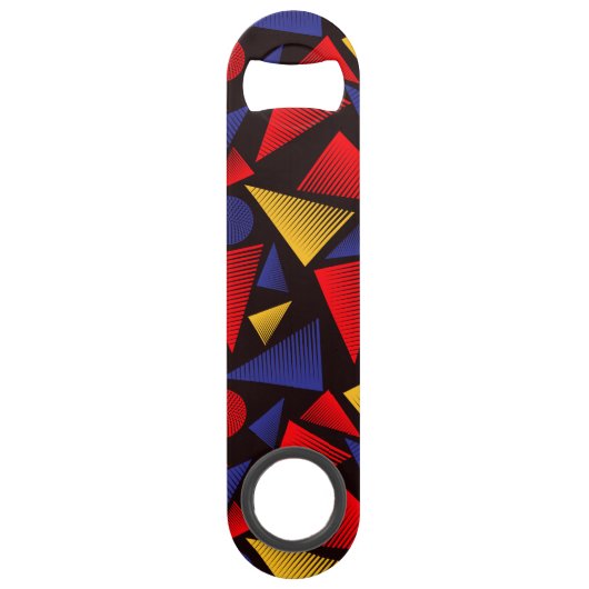 Meerkleurig driehoekpatroon speed flessenopener (Achterkant)