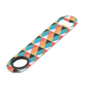 Meerkleurig driehoekpatroon speed flessenopener (Voorkant Gekanteld)