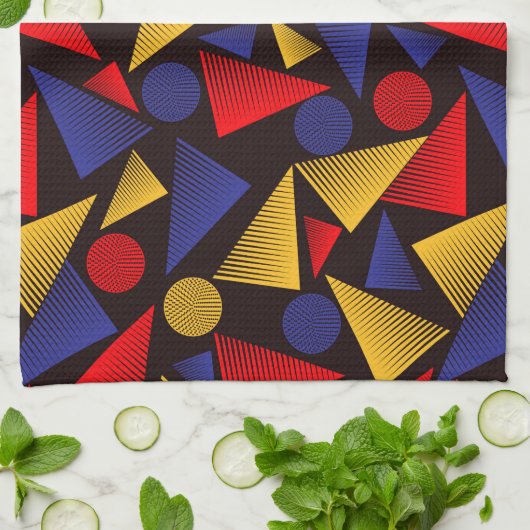 Meerkleurig driehoekpatroon theedoek (Gevouwen)